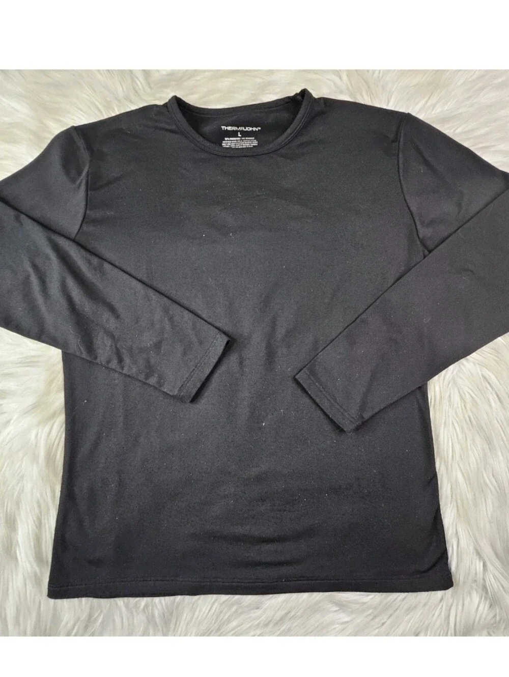 Thermajohn Men's Long-Sleeve Crew Neck Shirt-Base Layer- Black, Large Unisex